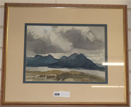 Charles Knight, watercolour, mountain landscape, signed, 26 x 35cm.